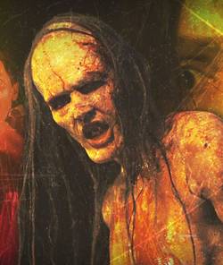 The monster from Barbarian with AJ and Tess in the background.